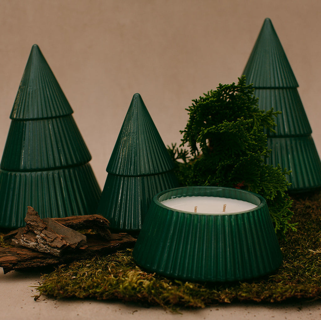 Green tree-shaped candles